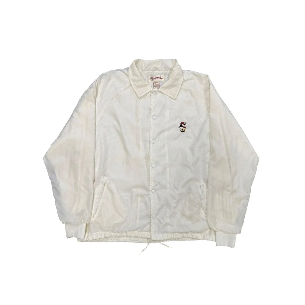 Antigua Coach Jacket Mens Large White Good Mickey Mouse Golf Windbreaker MWB 600